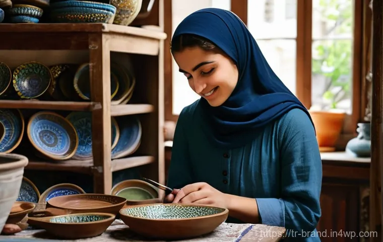 브랜드 인지도 향상을 위한 광고 전략 - **Prompt:** A heartwarming and authentic scene of a young Turkish female artisan, in her late 20s, w...