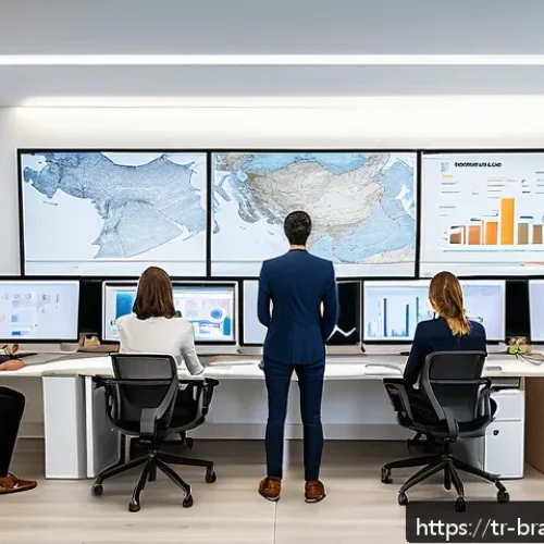Home 30 고객 분석을 통한 맞춤형 브랜딩 전략 - A modern Turkish e-commerce office environment showing a diverse team of marketing analysts working ...