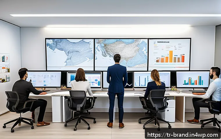 고객 분석을 통한 맞춤형 브랜딩 전략 - A modern Turkish e-commerce office environment showing a diverse team of marketing analysts working ...
