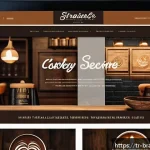 Home 23 온라인 브랜드 레퍼런스를 활용한 디자인 아이디어 - A warm and inviting digital coffee brand homepage design, featuring a rich color palette of earthy b...